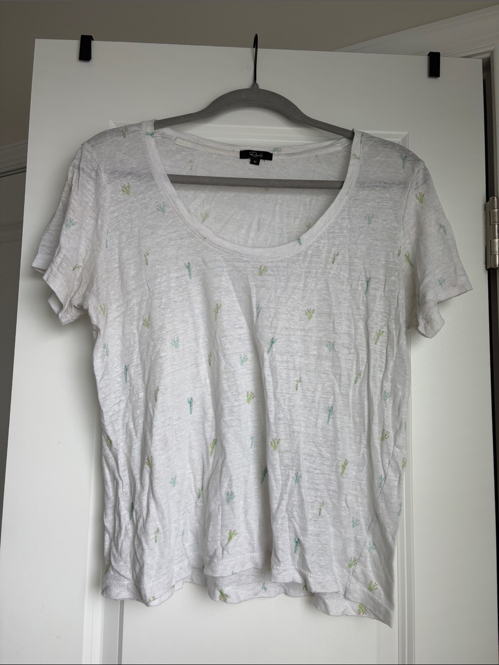 Rails White Short Sleeve Scoop Tee with Mint Sprig Print